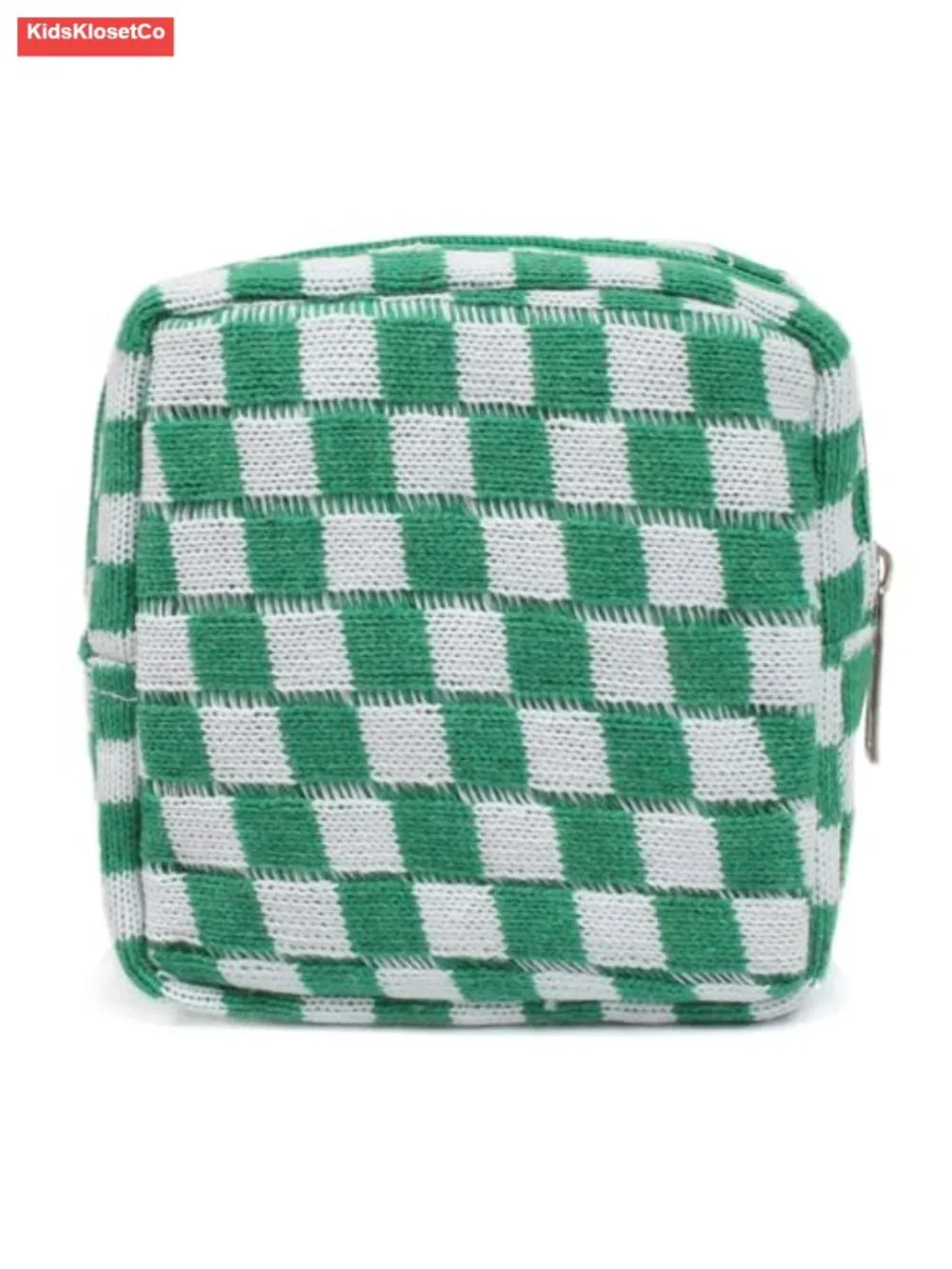 Mini Quilted Canvas Makeup Bag with Zipper, Cute Checkered Cosmetic Pouch for